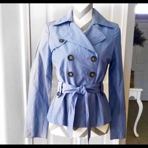 Short blue trench coat